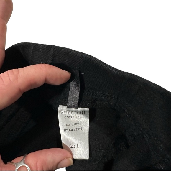 Black Label by C’est Toi Black Velvet Jean Pant Sz Large 30x28 Elastic Waist NWT - Picture 10 of 16